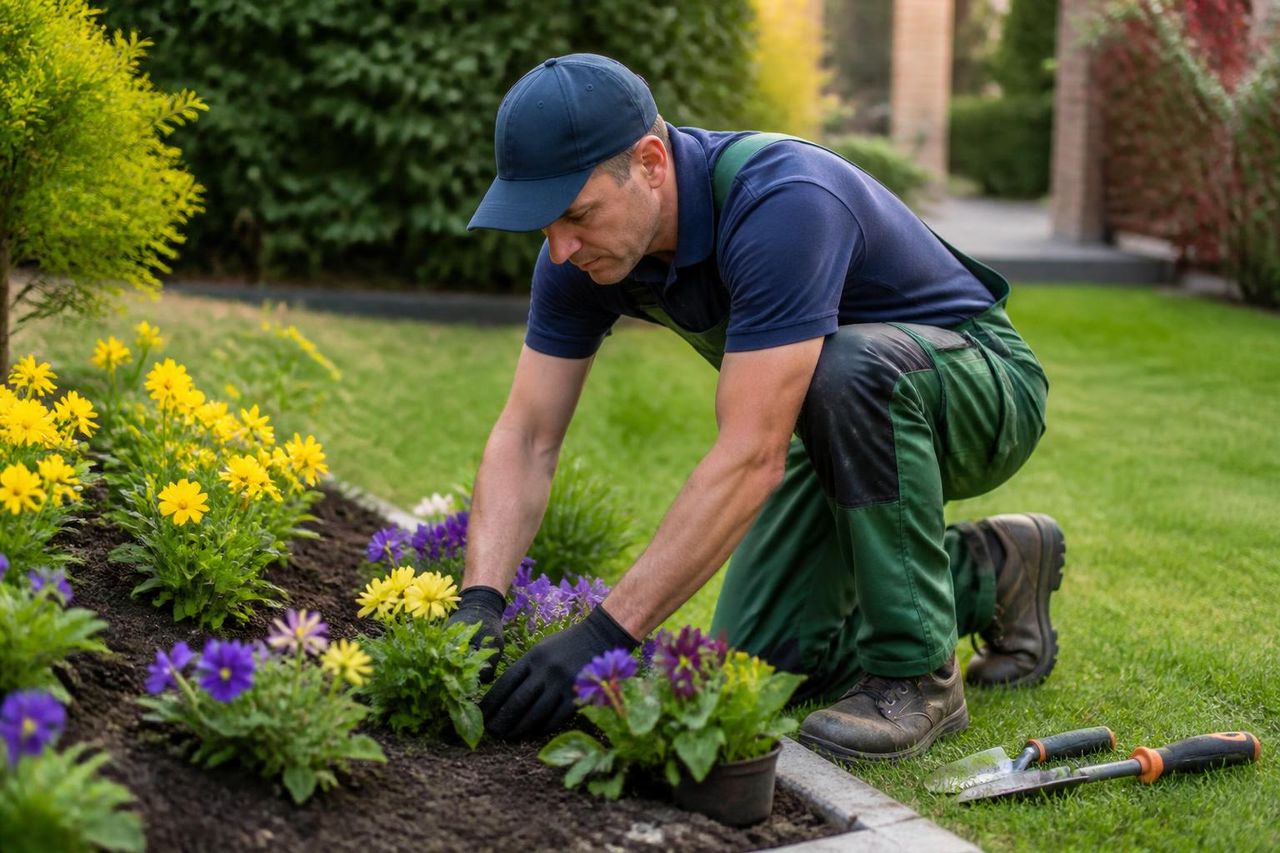 Colorful perennial planting in a Denver garden bed